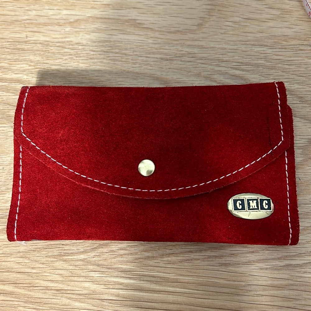 Vintage Red Orange Suede Wallet